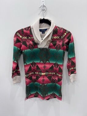Polo Ralph Lauren Girls Aztec Print Size 7 Southwestern Shawl Collar Dress